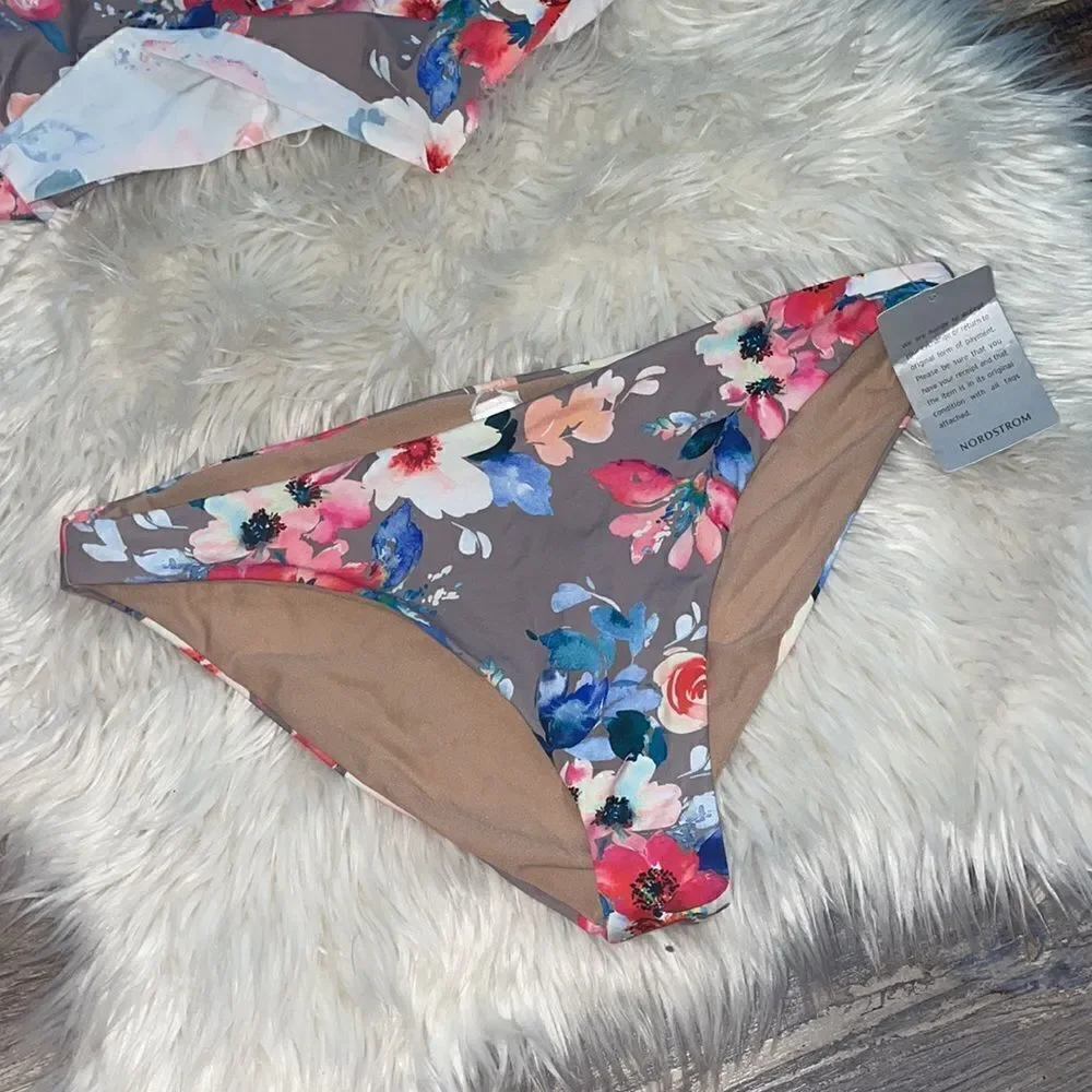 VYB Gray Floral 2 piece swim suit